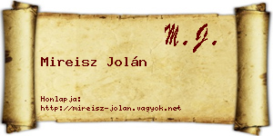 Mireisz Jolán névjegykártya