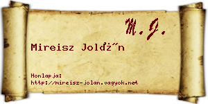 Mireisz Jolán névjegykártya